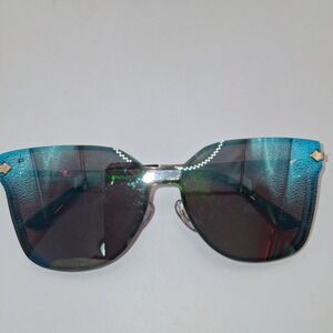 PRIVÉ REVAUX Women's Sunglasses The Madam Blue Mirrored Gold Cat Eye Handcrafted